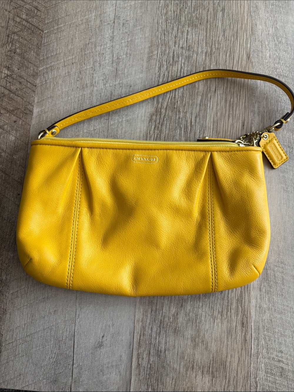 Coach Mustard Yellow Leather Wristlet Clutch